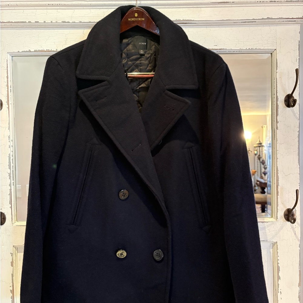 J. Crew Double-Breasted Black Wool Pea Coat